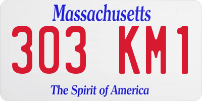 MA license plate 303KM1