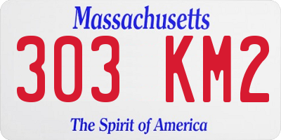 MA license plate 303KM2