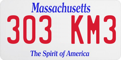 MA license plate 303KM3