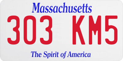 MA license plate 303KM5