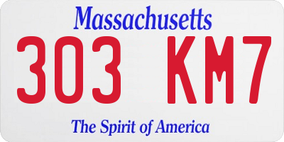 MA license plate 303KM7