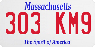 MA license plate 303KM9