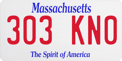 MA license plate 303KN0
