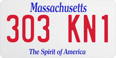 MA license plate 303KN1
