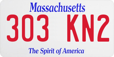 MA license plate 303KN2