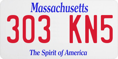 MA license plate 303KN5