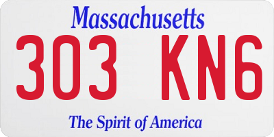 MA license plate 303KN6