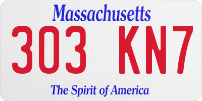 MA license plate 303KN7