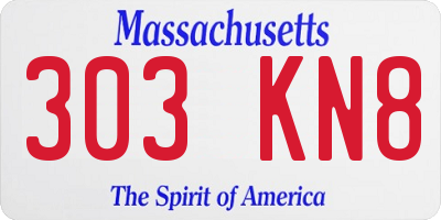 MA license plate 303KN8
