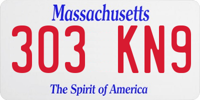 MA license plate 303KN9