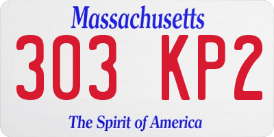 MA license plate 303KP2