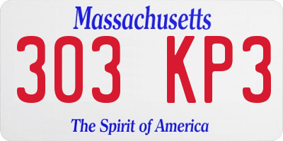MA license plate 303KP3