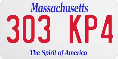 MA license plate 303KP4