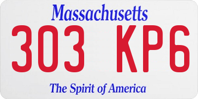 MA license plate 303KP6