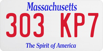 MA license plate 303KP7