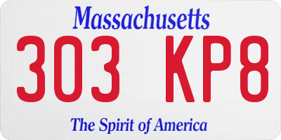 MA license plate 303KP8