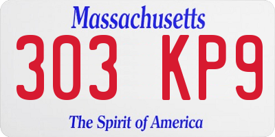 MA license plate 303KP9