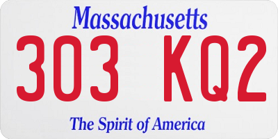 MA license plate 303KQ2