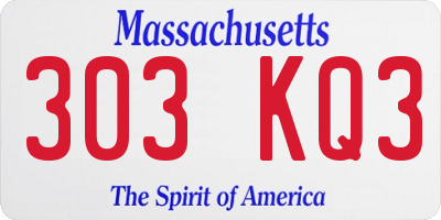MA license plate 303KQ3