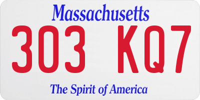 MA license plate 303KQ7
