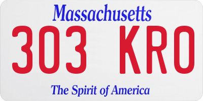 MA license plate 303KR0