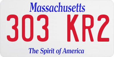 MA license plate 303KR2