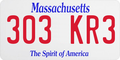 MA license plate 303KR3