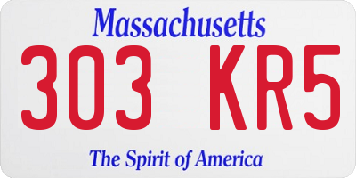MA license plate 303KR5