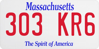 MA license plate 303KR6