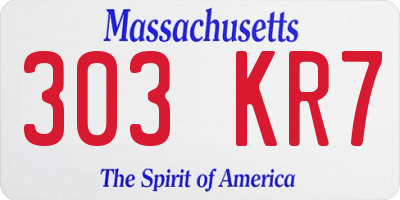 MA license plate 303KR7