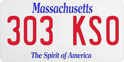 MA license plate 303KS0