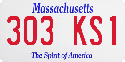 MA license plate 303KS1