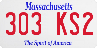 MA license plate 303KS2