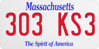 MA license plate 303KS3