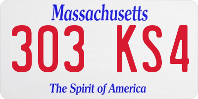 MA license plate 303KS4