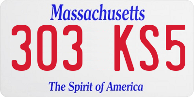 MA license plate 303KS5