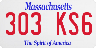 MA license plate 303KS6
