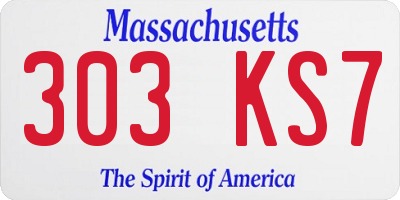 MA license plate 303KS7