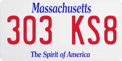 MA license plate 303KS8