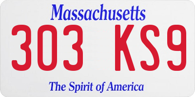 MA license plate 303KS9