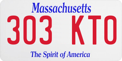 MA license plate 303KT0