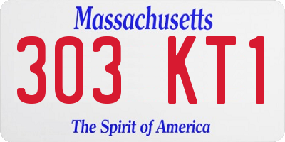 MA license plate 303KT1