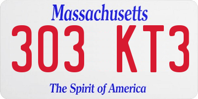 MA license plate 303KT3