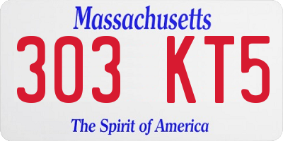 MA license plate 303KT5