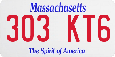 MA license plate 303KT6