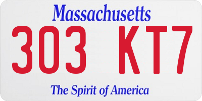 MA license plate 303KT7