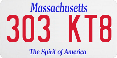 MA license plate 303KT8