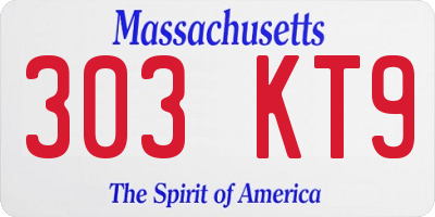 MA license plate 303KT9