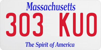 MA license plate 303KU0