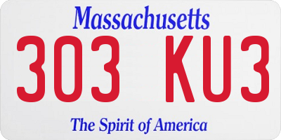 MA license plate 303KU3